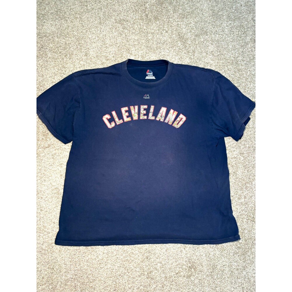 Majestic Cleveland Baseball Fan Shirt Blue Size XL